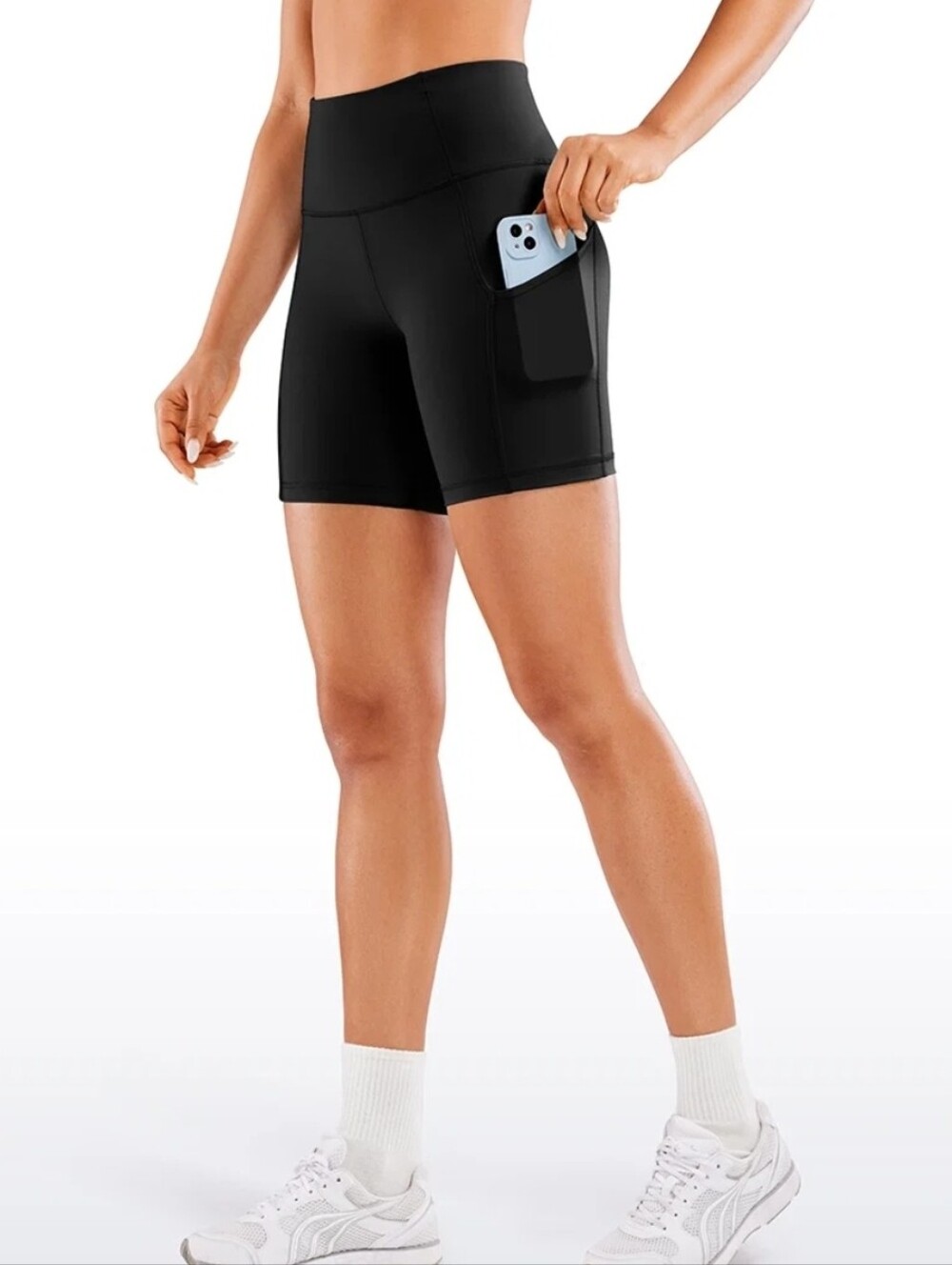 CRZ Yoga Nakedfeel Collection 6" High-Rise Black Camo Shorts